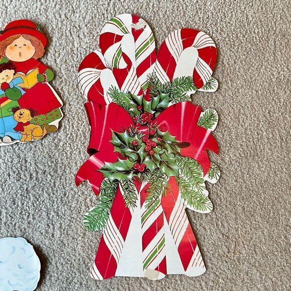 Set of 4 Holiday Christmas Diecuts by Eureka U.S.A. Candy cane Santa/Sleigh Caro - Picture 2 of 13